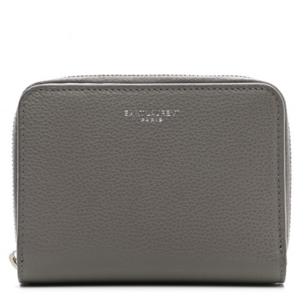 Saint Laurent Gray Wallet Smooth Leather Minimalist Design - Picture 1 of 13